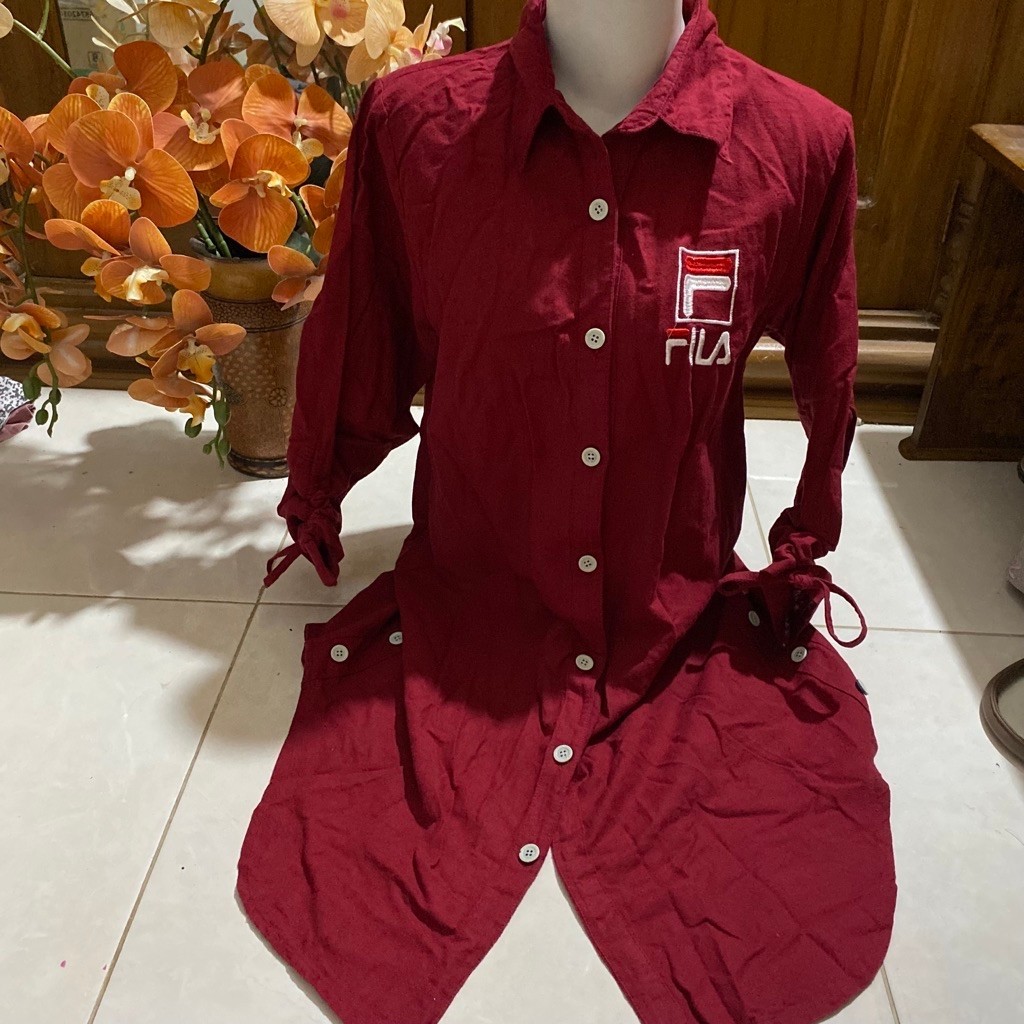 Tunik Kancing Merah Maroon PL