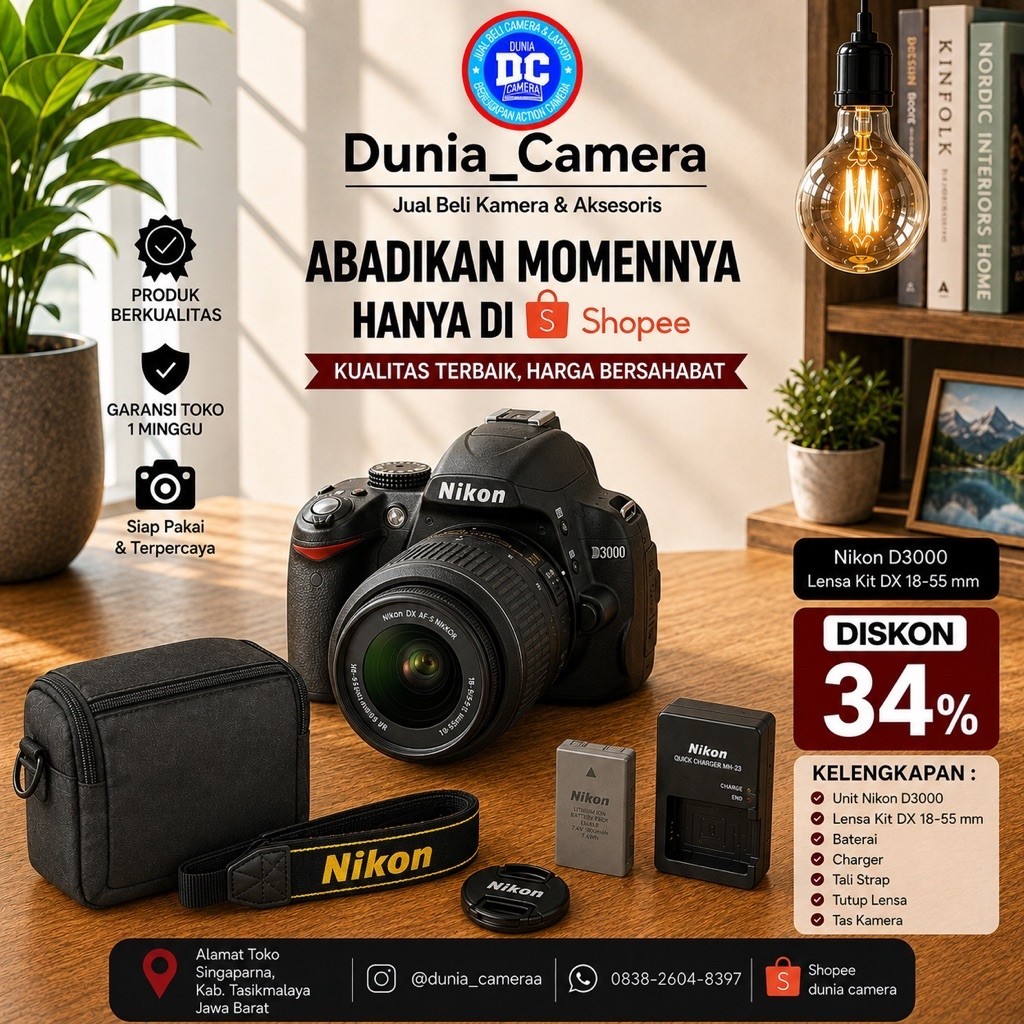 Nikon d3000 vignet bekas mulus