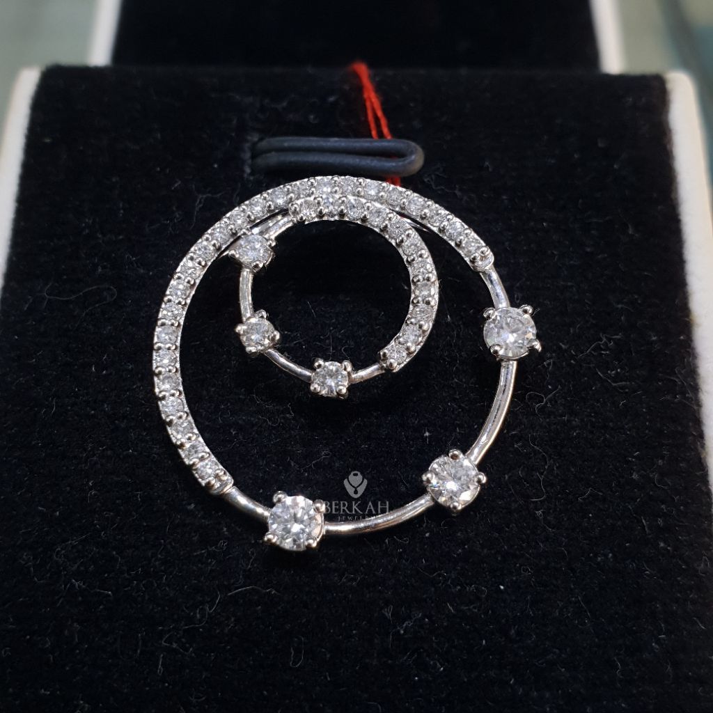Liontin emas putih berlian asli natural diamond