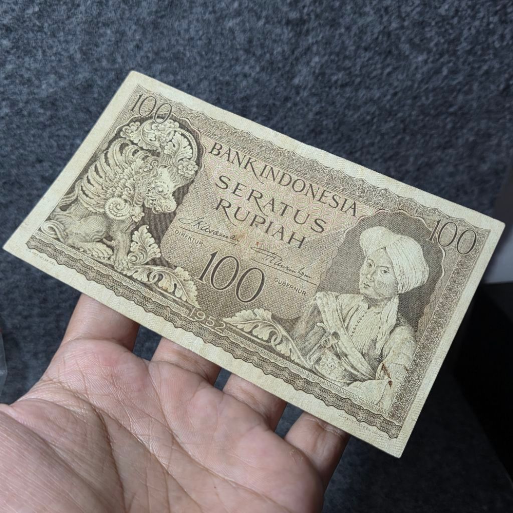 Uang Kuno 100 Rupiah Pangeran Diponegoro Tahun 1952 Seri Kebudayaan Asli