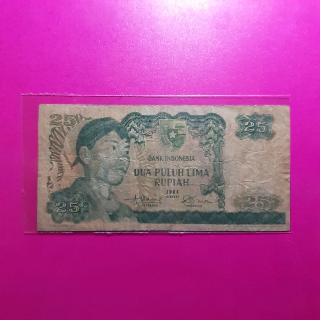 uang kuno 25 rupiah sudirman 1968