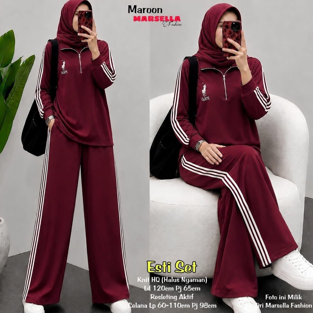 esti setelan kaos wanita terbaru jorda one set knit wanita