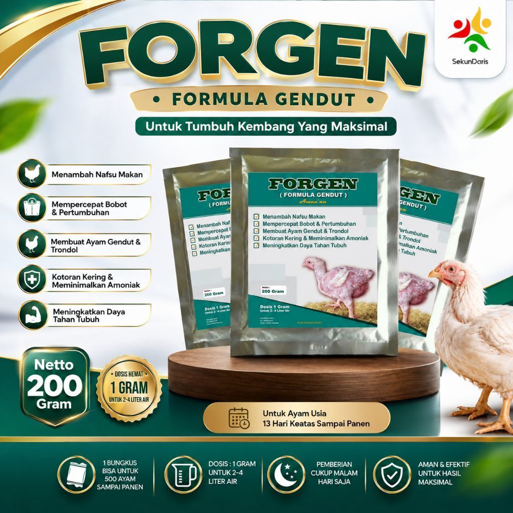 Vitamin Ayam - FORGEN - Suplemen Ayam Broiler - Penambah Nafsu Makan Ayam Broiler