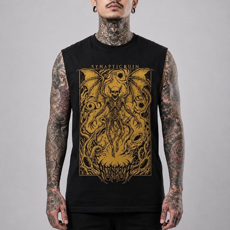 Kaos Sleeveless DEMONIC– Cotton Combed 24s – Plastisol