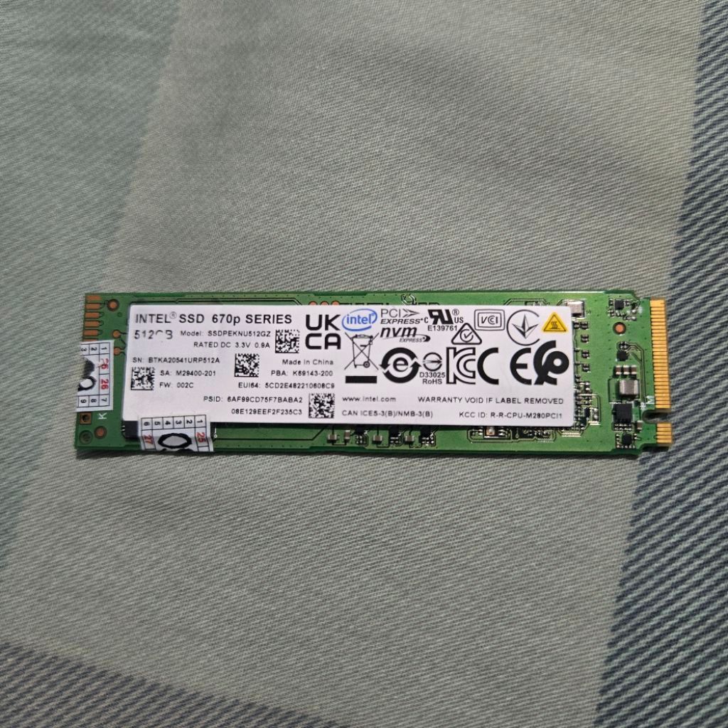 Intel 670p SSD NVME 512Gb berfungsi normal