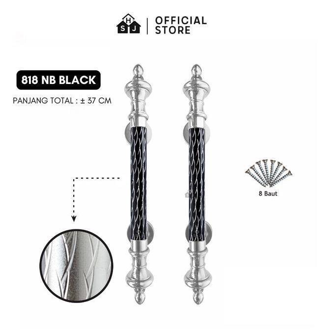 JIBAJALA Handle Pintu Rumah Classic 818 NB/NP Stainless Steel Anti Karat - Black Silver / Silver (1 