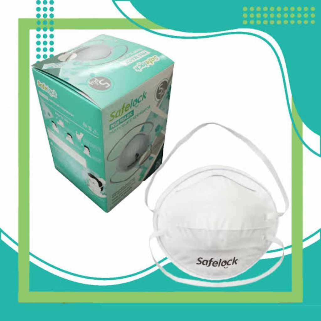 Safelock N95 Mask Protective Respirator 3D Putih dengan Tali Panjang