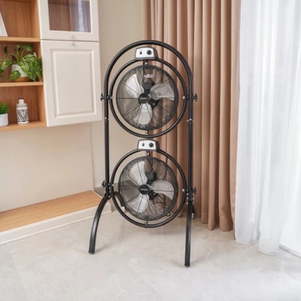 AZKO KRISBOW 16-INC KIPAS ANGIN BERDIRI INDUSTRIAL 90WATT HITAM/AZKO KRISBOW PEDESTAL FAN DOUBLE 16 