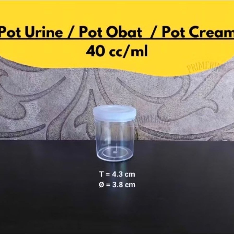 POT Urine 40ml / POT Cream / POT Obat / Botol Plastik Laboratorium uk. 40 ml/cc