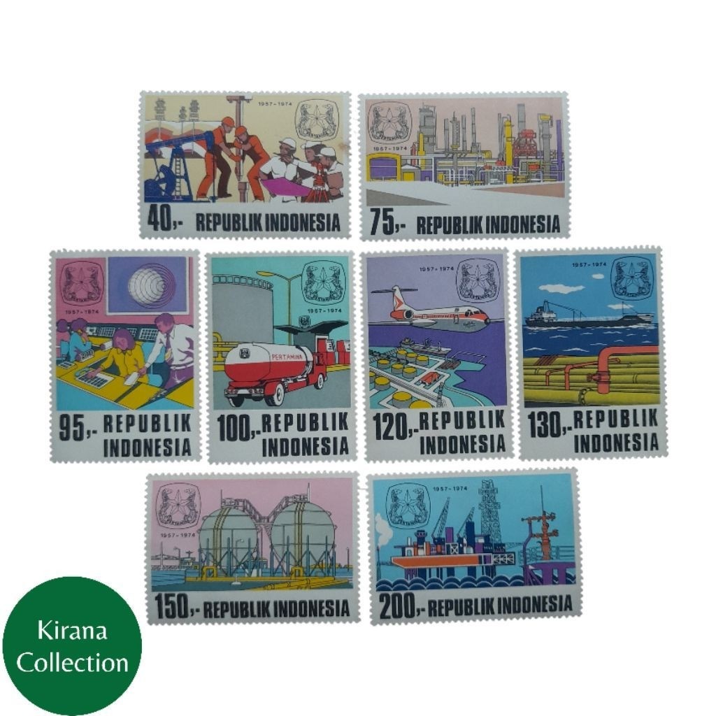 F396 KOLEKSI PRANGKO KUNO INDONESIA I-173 8V PERTAMINA 1974 MINT