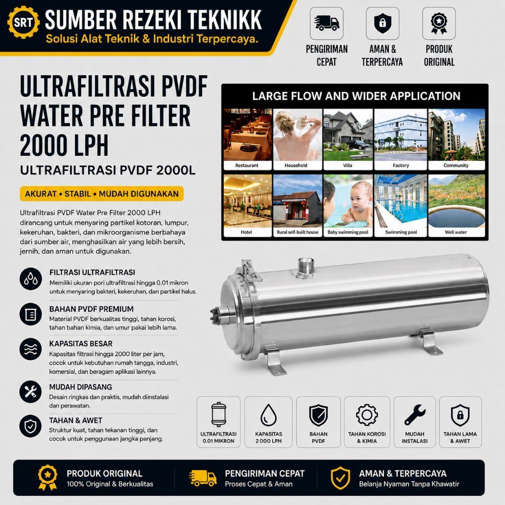 Ultrafiltrasi PVDF Water Pre Filter 2000 LPH Ultrafiltrasi PVDF 2000
