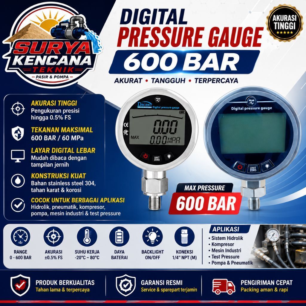 Digital Pressure Gauge 600 Bar Hydraulic Test Pressure Gauge