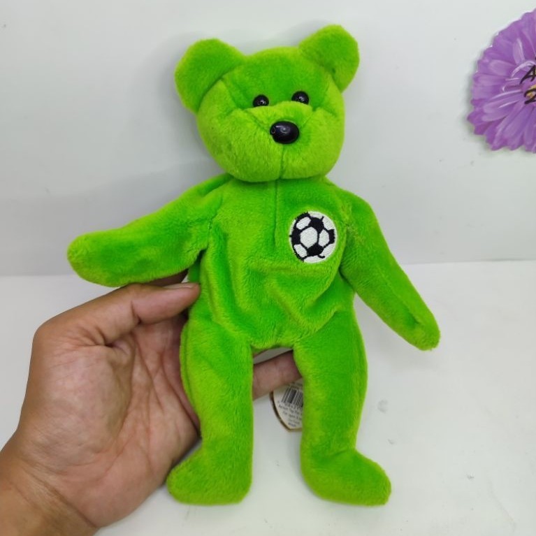 boneka ty beanie bear hijau kick original vintage