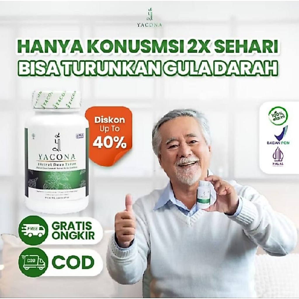 YACONA ASLI ISI 60 KAPSUL HERBAL KESEHATAN CEPAT TURUNKAN GULA DARAH