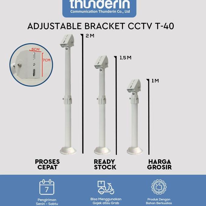 Handx- Adjustable Bracket T Tiang Cctv Outdoor, Panjang 1,5 M - 3 M