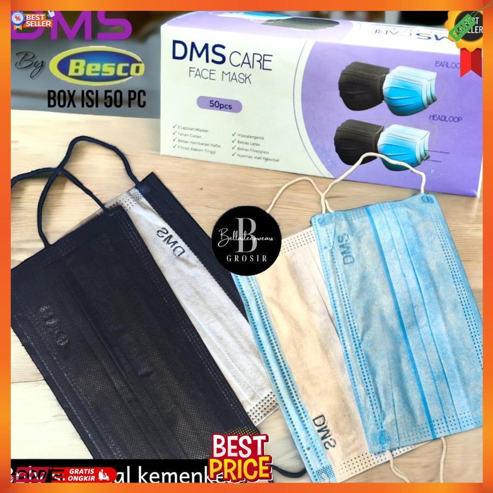 BESCO DMS - MASKER 3PLY ANTI VIRUS TEBAL MEDICAL GRADE Earloop BOX ISI 50pcs  KEMENKES - BIRU HIJAU 