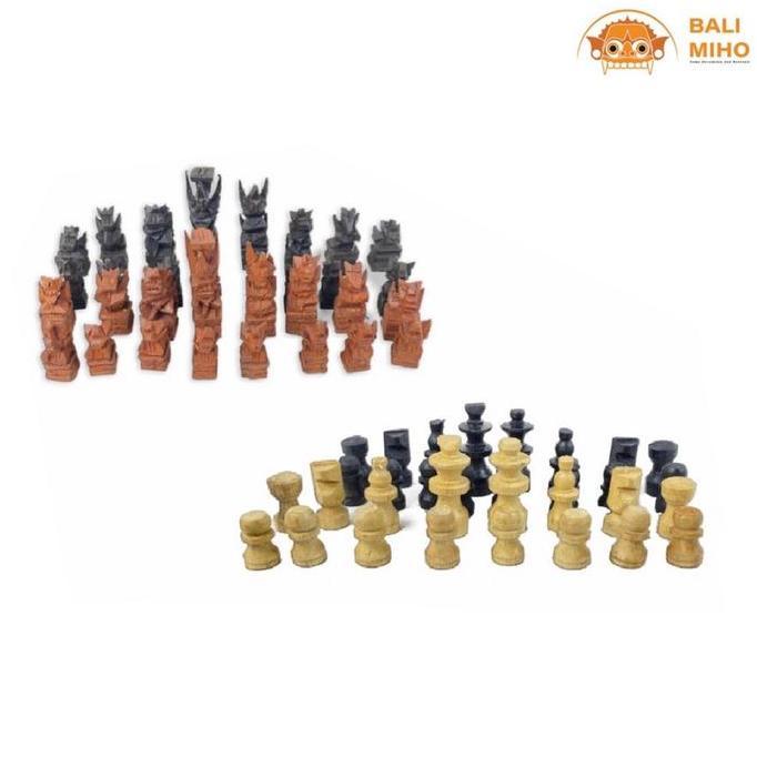 {{{{{{] Papan Kayu Catur Ukiran Ukuran Jumbo 50 cm - Catur Ukir - Catur Bali - Catur Kayu - Wooden C