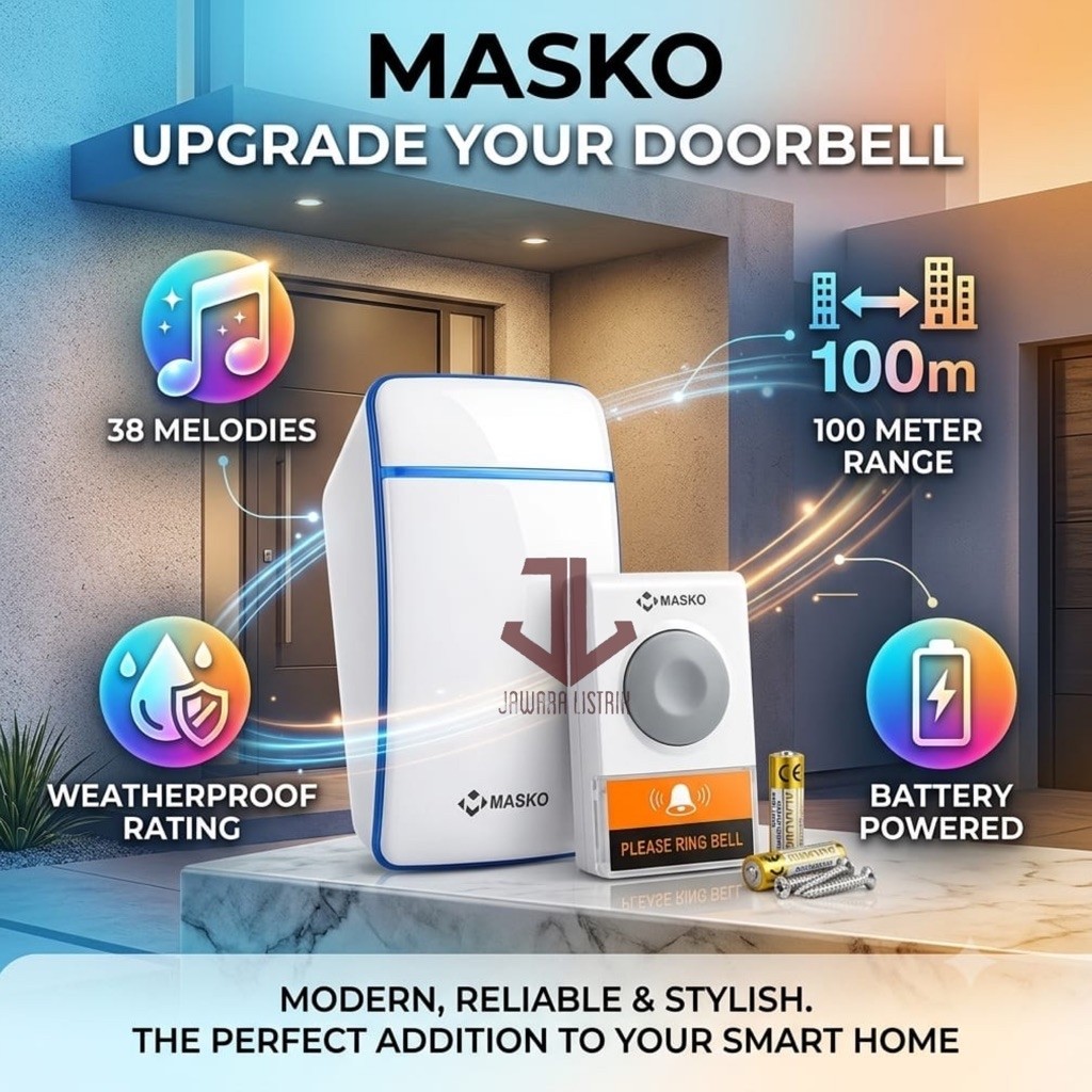 MASKO BELL PINTU MS-028A DOOR BELL WIRELESS BEL TANPA KABEL