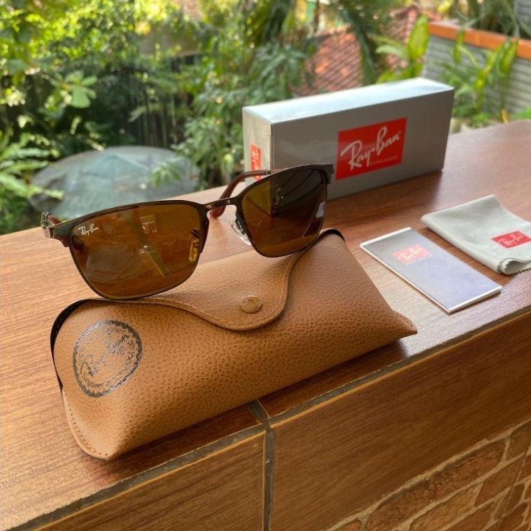 kacamata ray-ban rb 3508 full brown sz 56