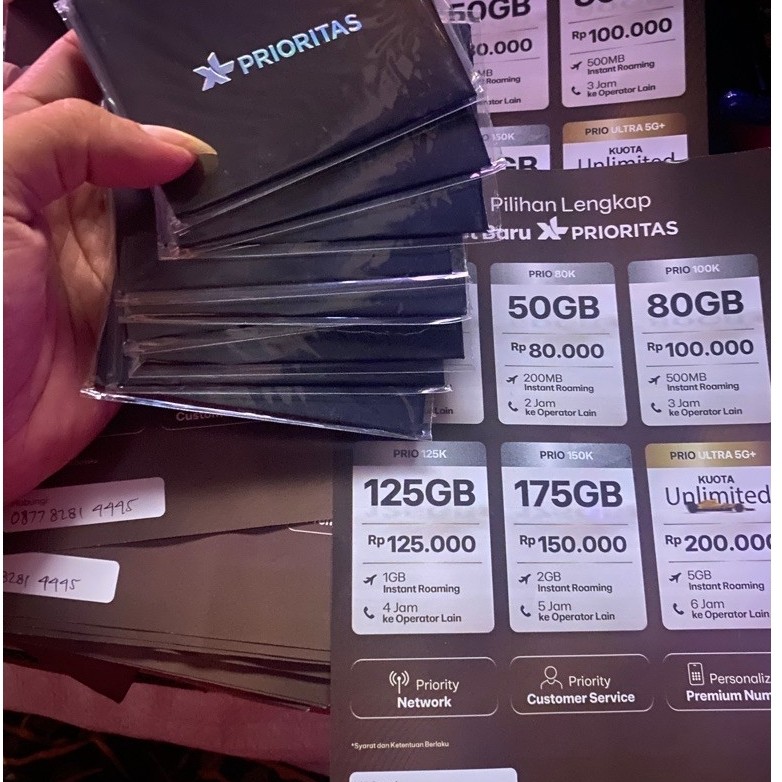 Kartu Data nomor cantik XL Prioritas 50GB 80GB 125GB 175GB Paket Internet