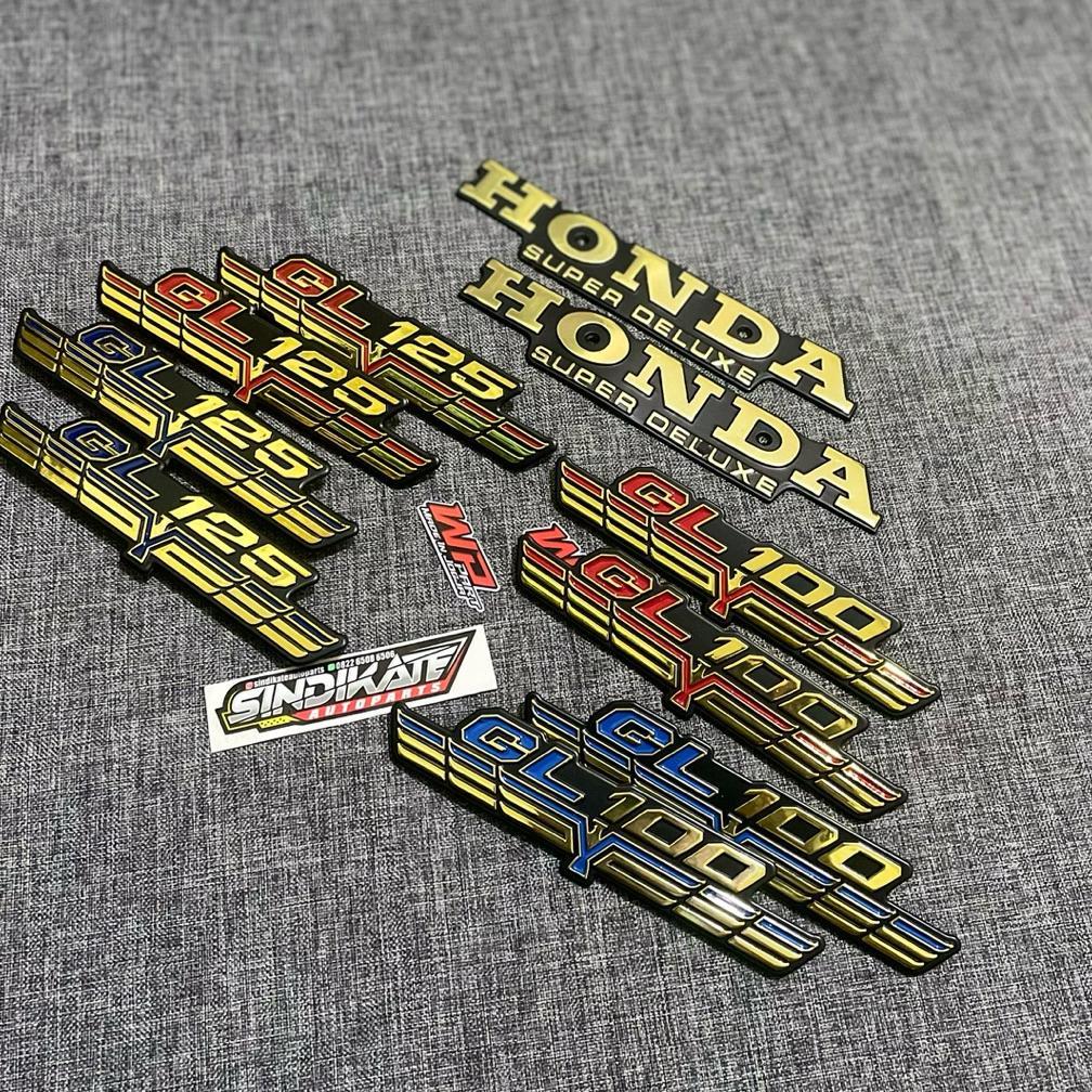 EMBLEM TANGKI GL 100 GL 125 LOGO TANGKI GL 100 GL 125 SET EMBLEM TEPONG GARUDA IMPORT WHELLPROF BAHA