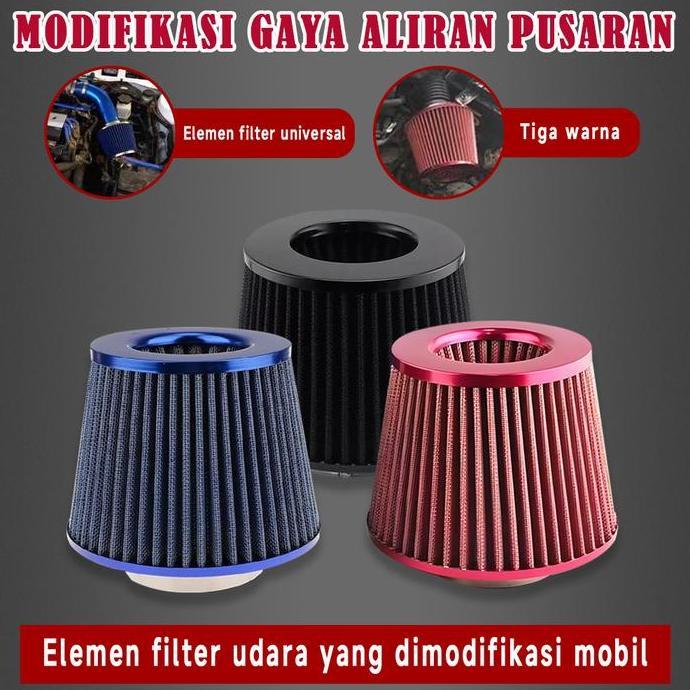 Filter Karbu Racing Universal 3 Inch 76MM Open Air Filter Motor Open Filter Udara Mobil