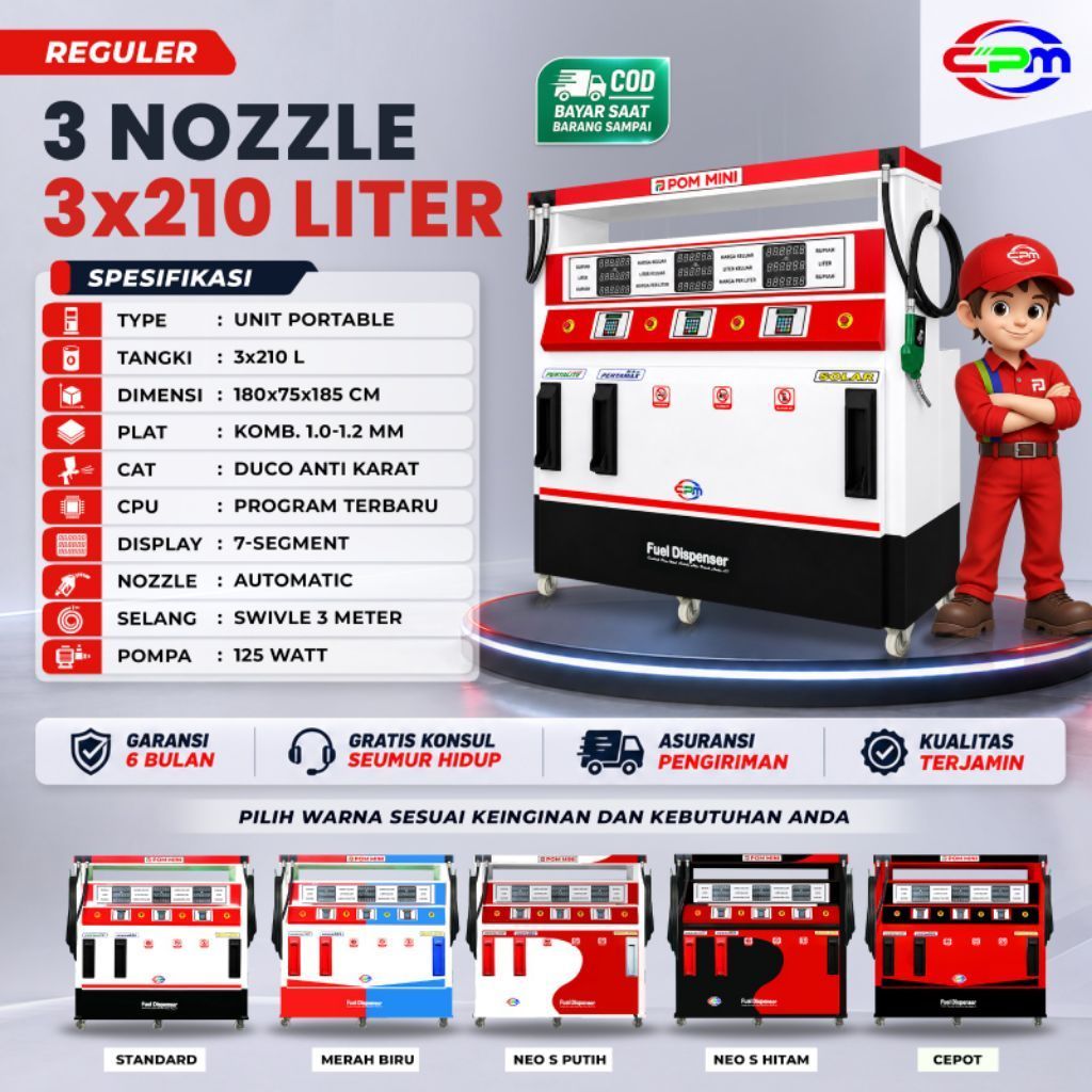 POM MINI - Pertamini Digital 3 Nozzle 3x210L Kapasitas Drum 210L Original ( Produk CPM )