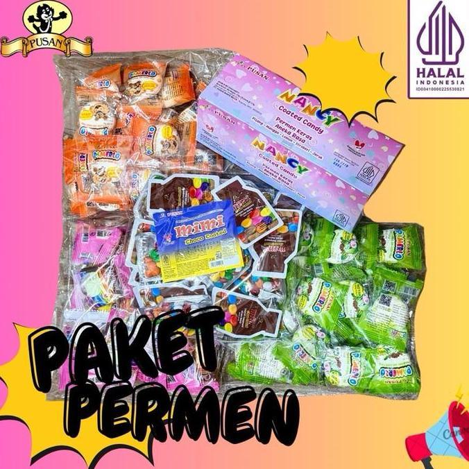Paket Permen Combo Isi 5 Varian Total 100Pcs (Pamerlo Single 2 Rasa, Chokomelo, Mimi Choco Botol, Na