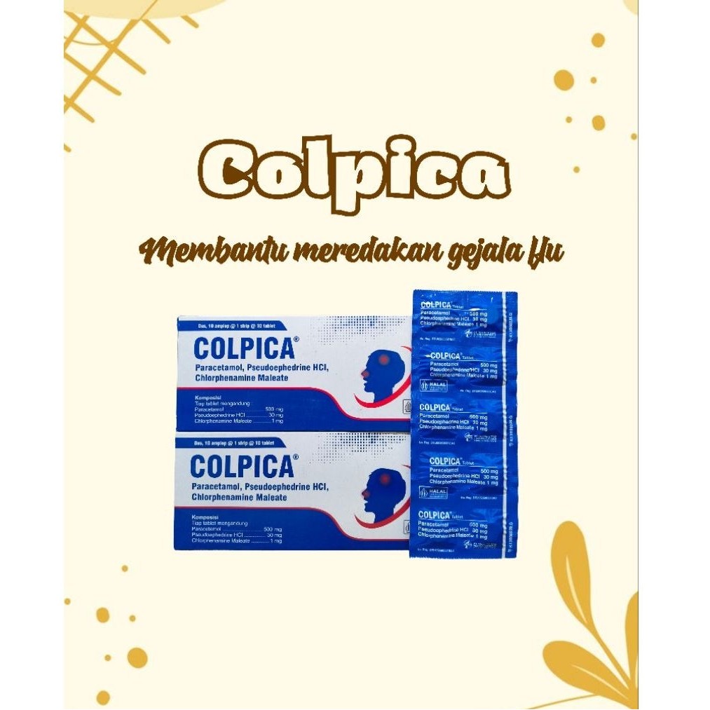 Colpica Tablet Paracetamol Pseudoephedrine HCl Chlorphenamine Maleate KEMASAN BOX  10 Strip