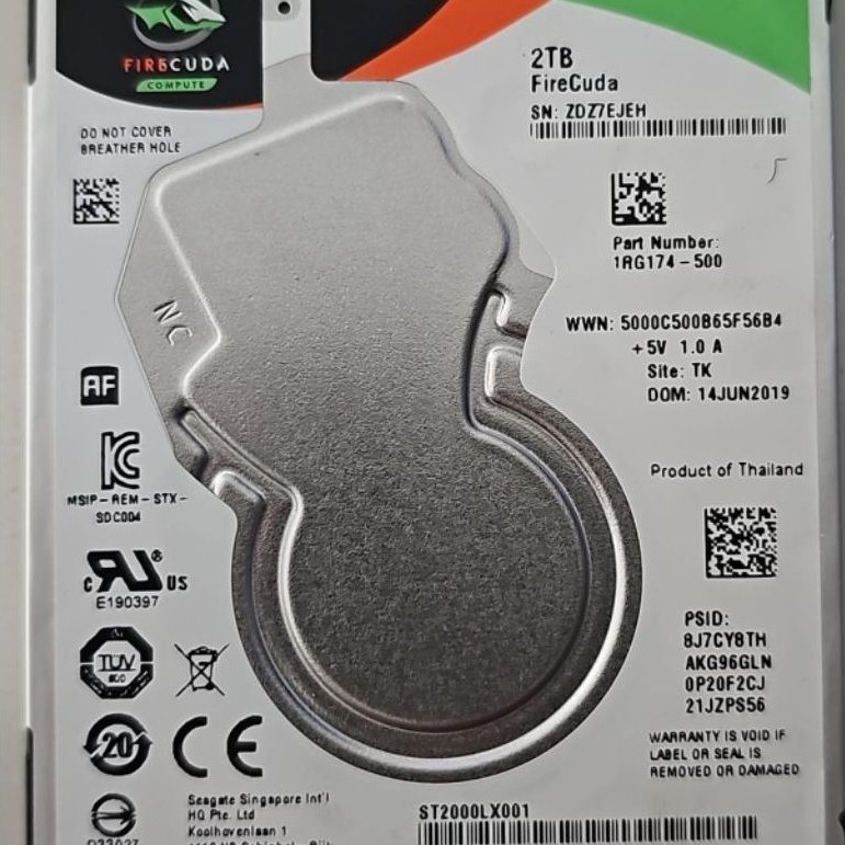 Harddisk Seagate FireCuda 2TB SSHD 2.5inch SATA