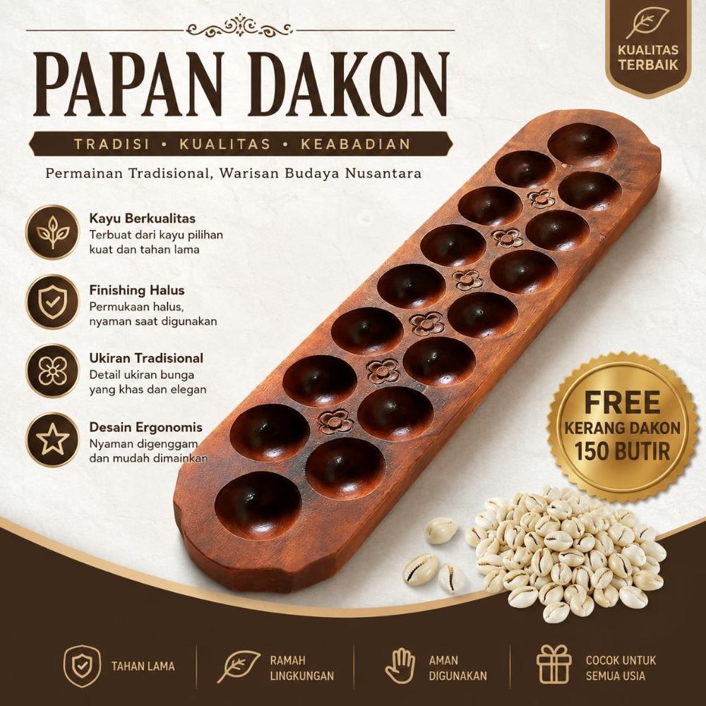 Congklak - papan dakon - permainan dakon - gratis kerang dakon - alat per Diskon