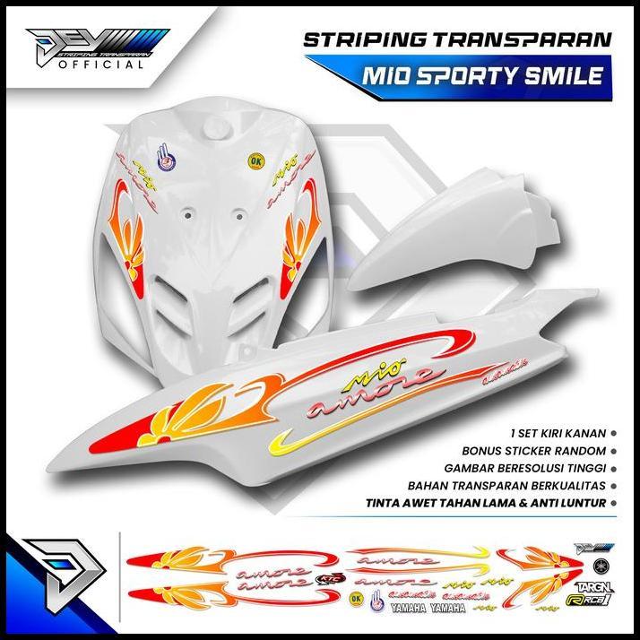 DISKON STRIPING TRANSPARAN MIO SPORTY | MIO SMILE | MOTIF BUNGA AMORE | STICKER BODY YAMAHA MIO 