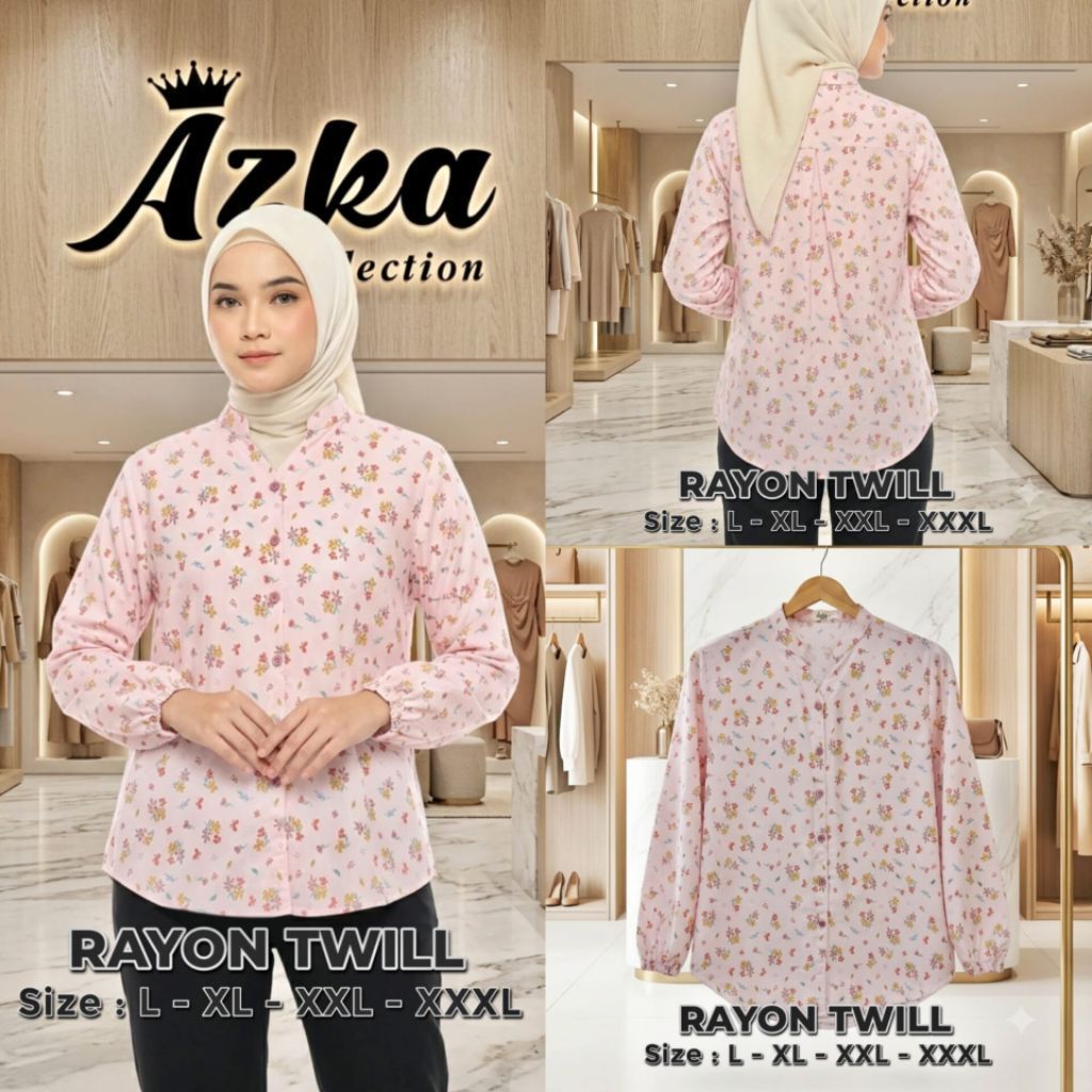 ATASAN AZKA/KEMEJA MOTIF/ATASAN RAYON TWILL PREMIUM/KEMEJA TWILL MOTIF/ATASAN KEMEJA PUTIH
