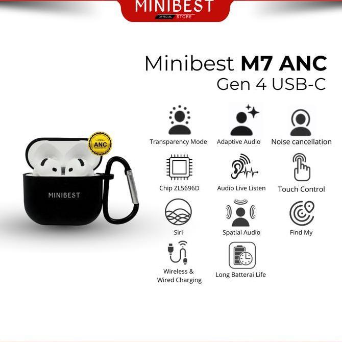 Bilobali99  - Minibest M7 Gen 4 ANC TWS Active Noise Cancellation Earphone Bluetooth Wireless Chargi