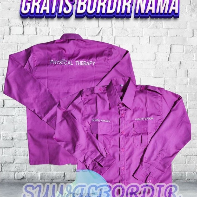 KEMEJA FISIOTERAPI LENGAN PANJANG TERBARH SERAGAM FISIOTERAPI ATASAN BAJU FISIOTERAPI KEMEJA BORDIR 