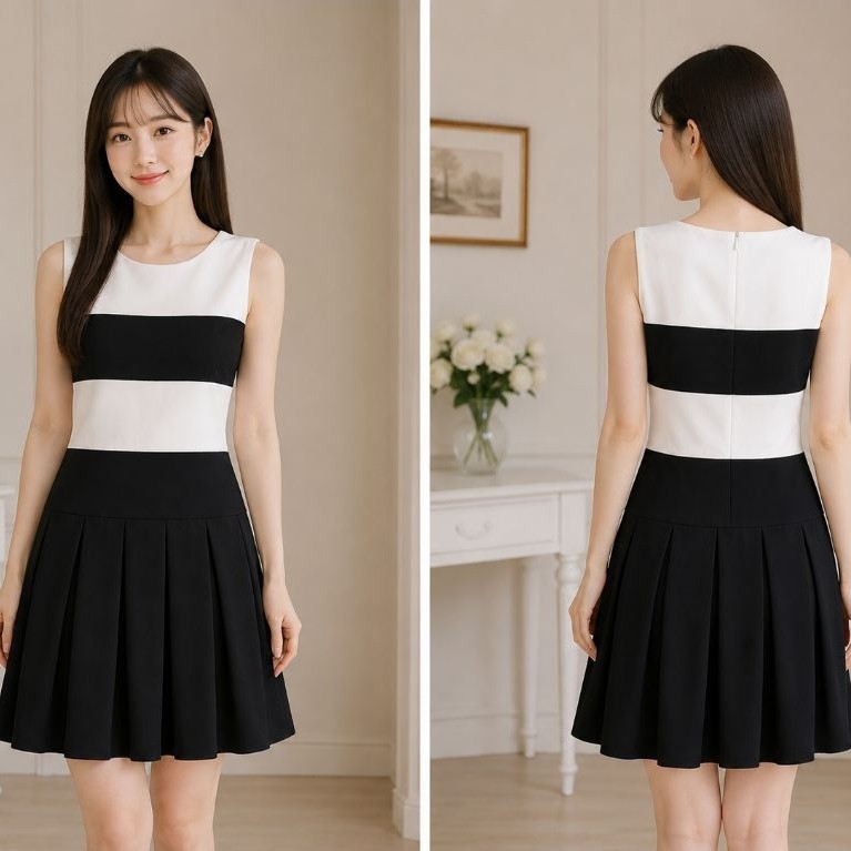 Dress Black 'n White | Pastel Blue 'n White – Elegan Chic ala Yoco Taiwan