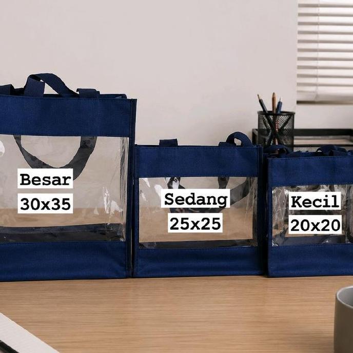 TAS TRANSPARAN MIKA JARING POLOS TOTE BAG HSD