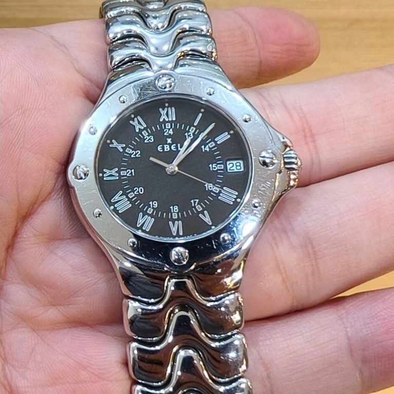 Ebel Sportwave Men's 36mm Stainless Steel Black Dial Swiss Watch