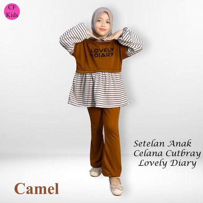 CF Kids Setelan Baju Muslim Anak Kaos Lengan Panjang Celana Cutbray Lovely Diary