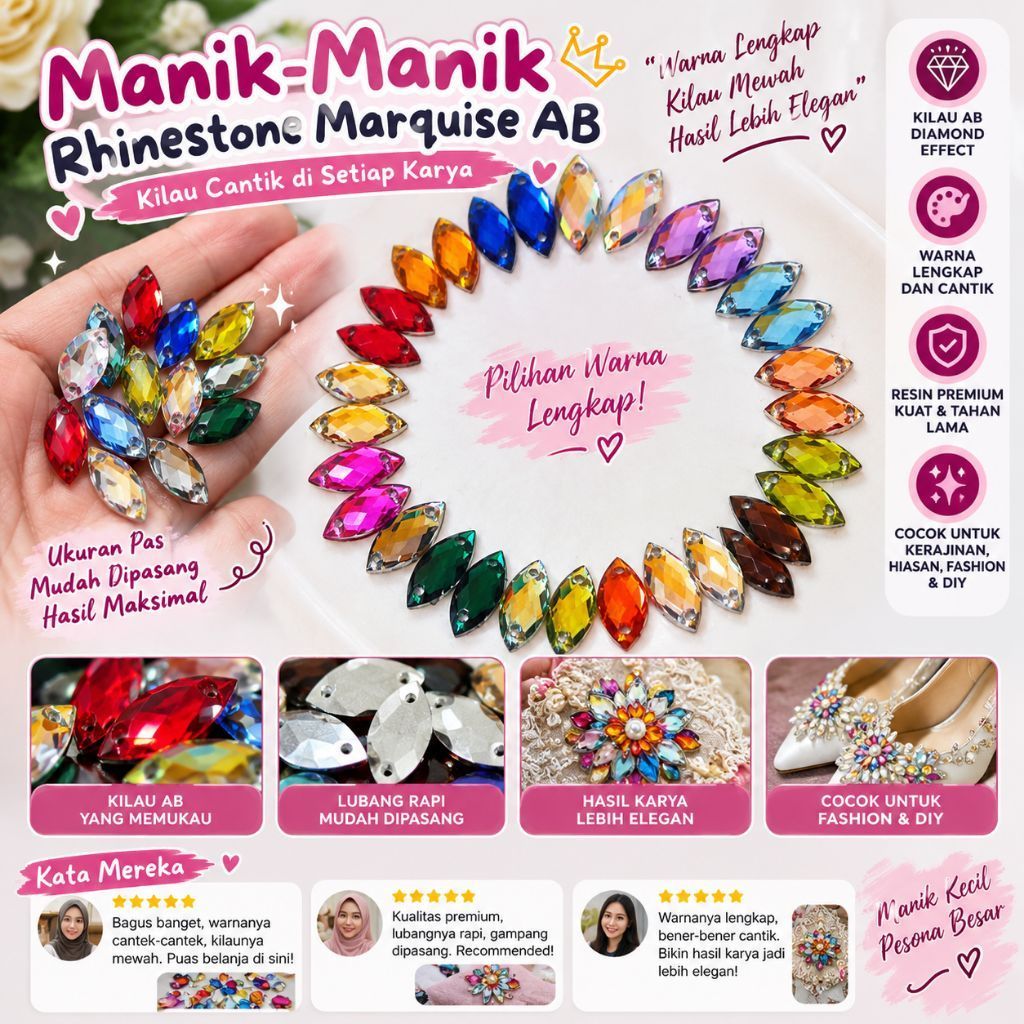 [1 Lusin] Diamond Sampan Mata 7x15 / Diamond Mata / Payet Mata / Payet Sampan / Diamond Sampan