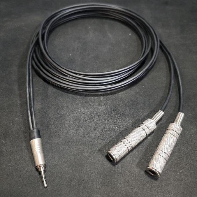 HARGA DISC - Kabel Audio Splitter 1x Aux 3.5mm Male Stereo to 2x Aux 6.5mm Female Mono 50CM 1M 2M 3M