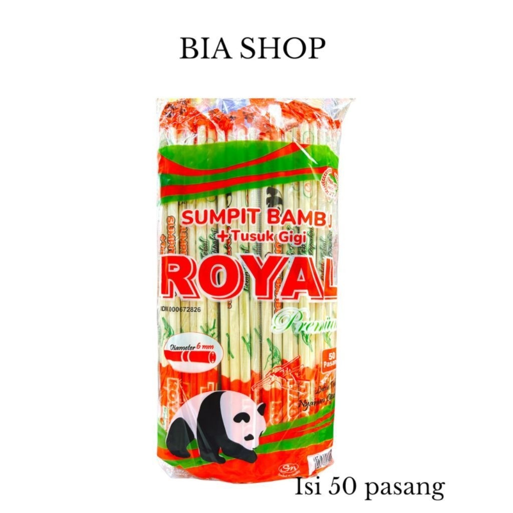 Sumpit Bambu Royal 6mm isi 50 pasang