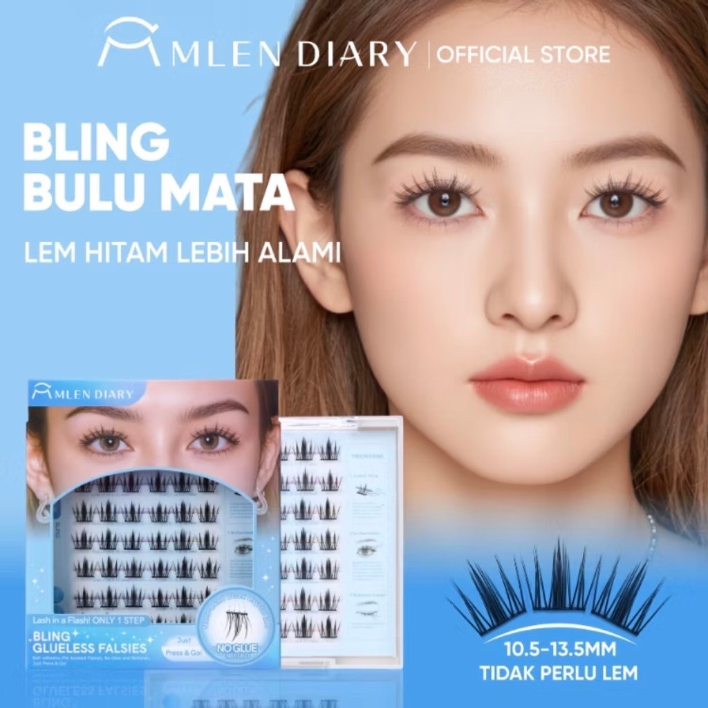 MLEN DIARY BLING Glueless Falsies 10.5-13.5mm Tidak Perlu Lem
