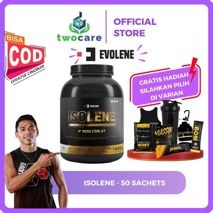 Evolene Isolene Isolate Whey Isolate 50 Sachets BPOM - Stroberi, Shaker