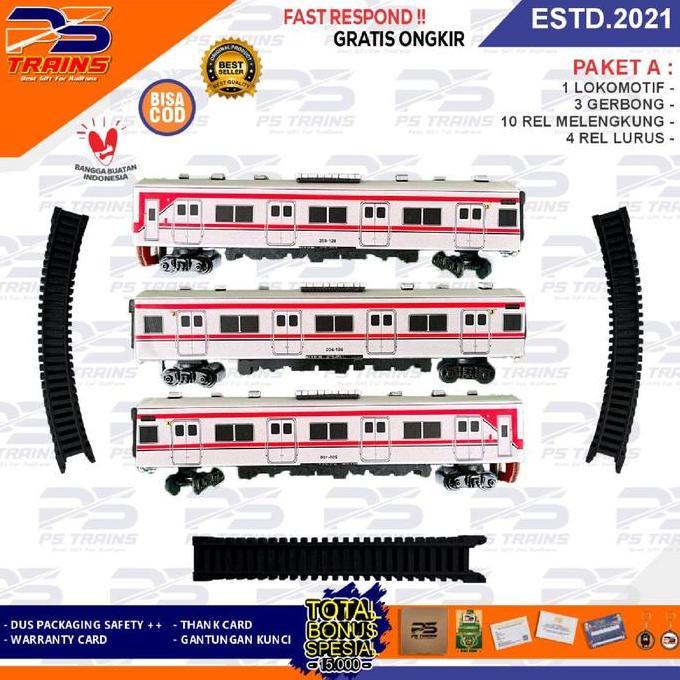 [ Tanpa Mesin Krl Jr-205 ] Mainan Kereta Api Replika Krl Handmade By Pstrains Miniatur Kayu Plastik 