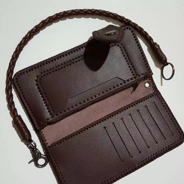 VALUE PACK DOMPET KULIT PANJANG PRIA DOMPET BIKERS DOMPET PANJANG TALI ANYAM HANDMADE