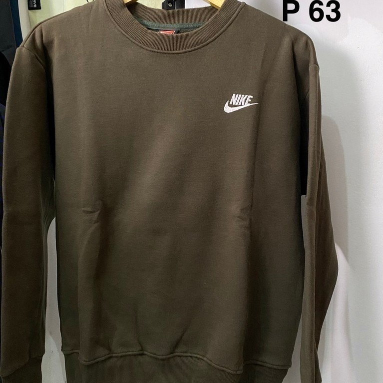 (63x57cm tanpa ditarik) CN crewneck sweater sweatshirt nike team brown army logo bordir