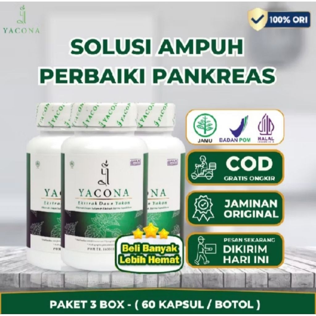 Terlaris - Yacona asli isi 60 kapsul herbal kesehatan ampuh sembuhkan pankreas 100%