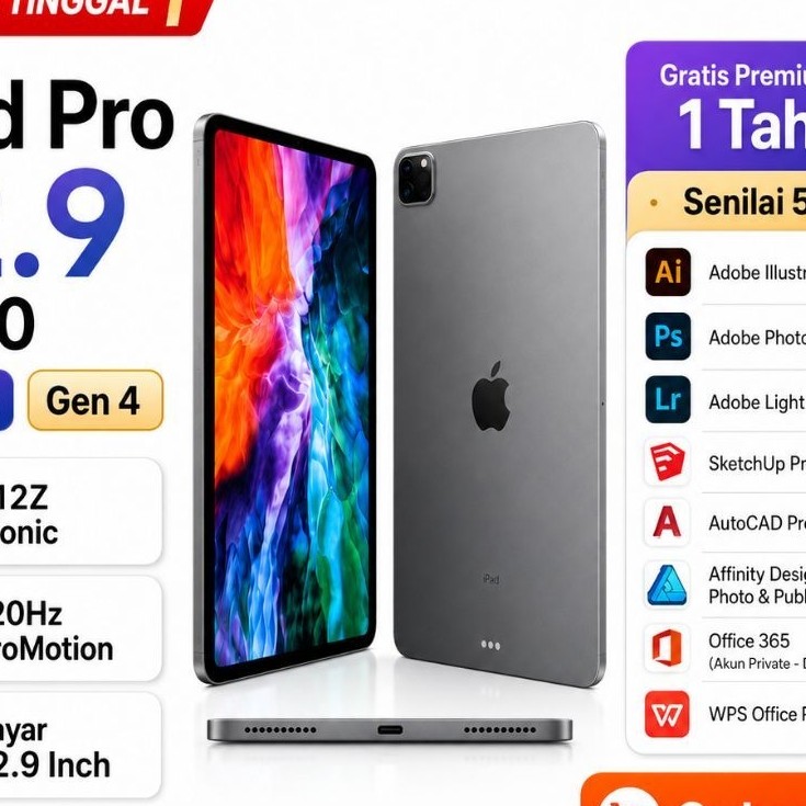 Apple iPad Pro 12.9 2020 Gen 4 256GB 120Hz LiDAR Original Rare Tinggal Satu