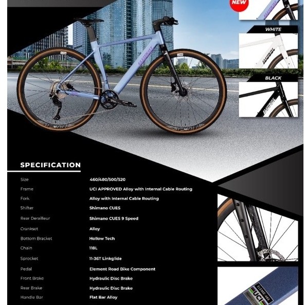 Sepeda Balap roadbike ELEMENT HYBRID FRC50 CRZ 9SP